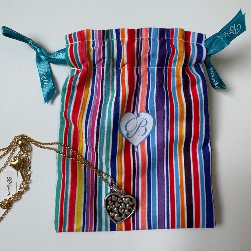 Brighton Elegant Gold & Silver Heart Pendant 2024 Necklace Chain w/ Rainbow Bag - Picture 8 of 10